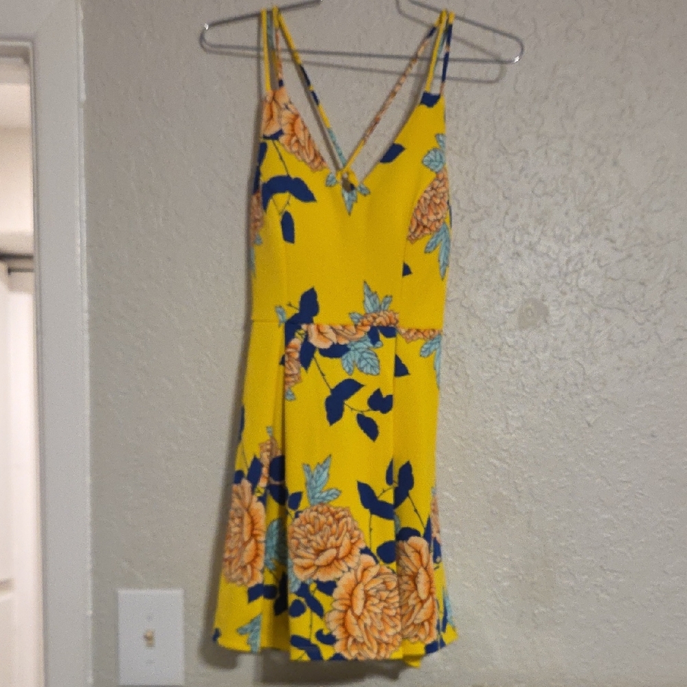 Olga Yellow Floral Mini Dress